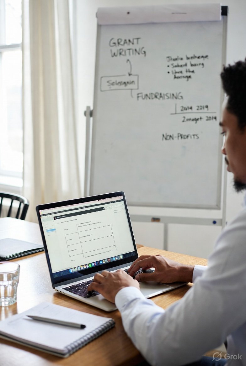 Grant writing team reviewing proposals